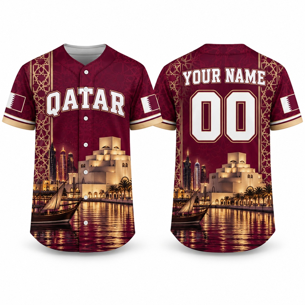 Kaos Baseball dengan Desain Qa - 3D Printing Qatar ulasan dan harga